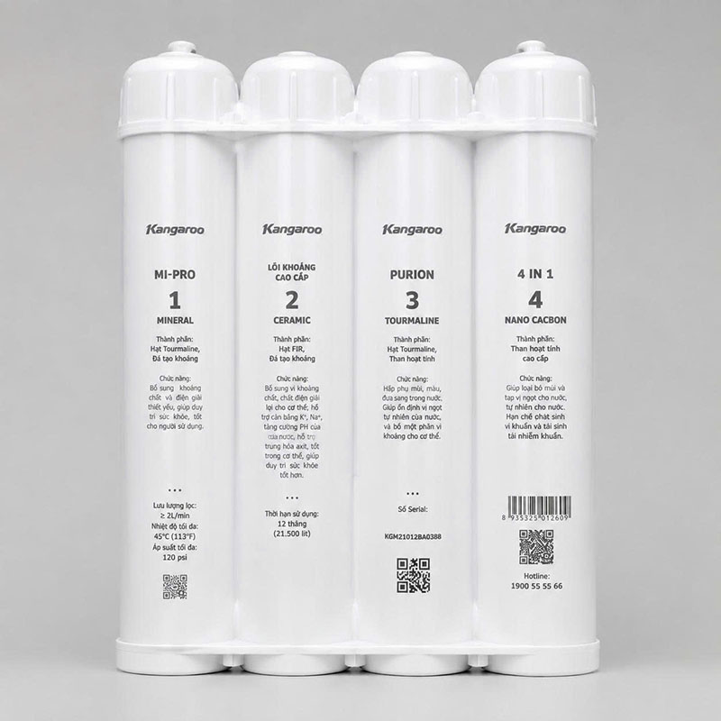 Cụm 4 lõi lọc Mineral Purion Kangaroo cao cấp chính hãng