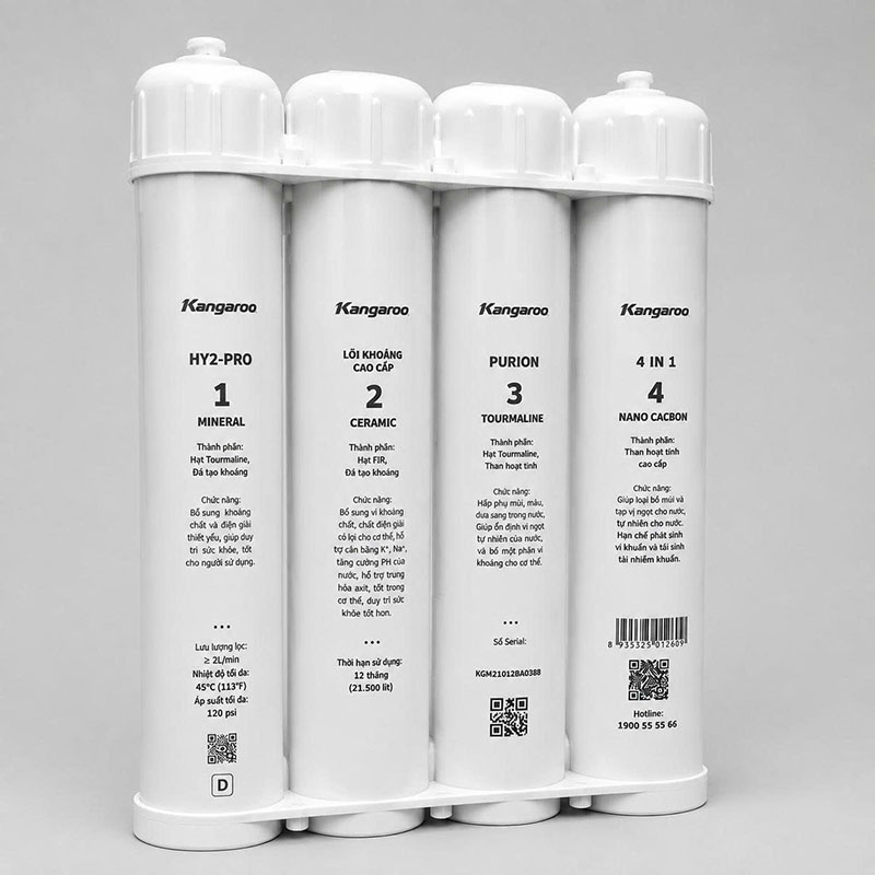 Lắp đặt cụm 4 lõi lọc Mineral Purion Kangaroo chính hãng