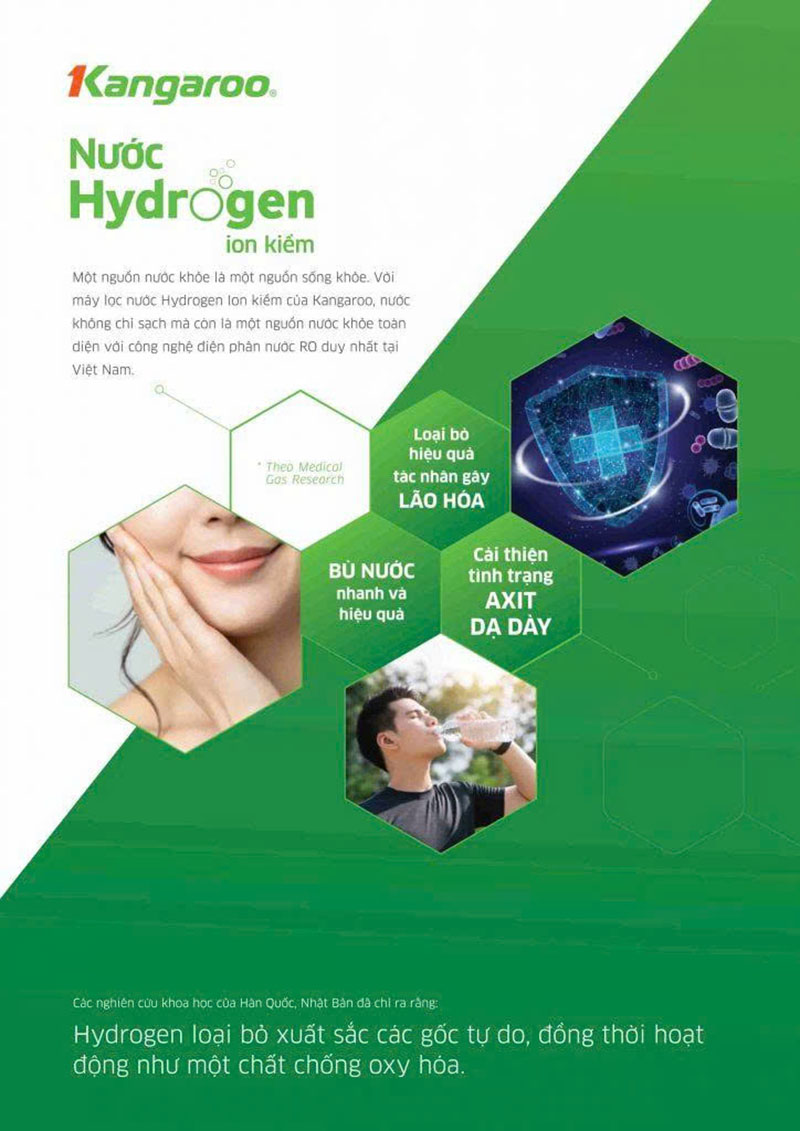 Lợi ích nước Hydrogen ion kiềm Kangaroo KG100MED