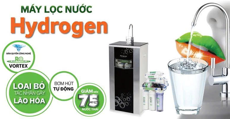 Máy lọc nước Kangaroo Hydrogen KG100HQ Vỏ VTU Đen chính hãng