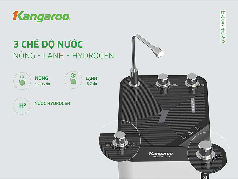 3 chế độ nước Nóng Lạnh Hydrogen tiện lợi Kangaroo KG10A10S
