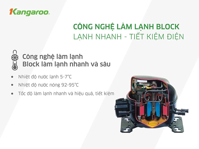 Công nghệ làm lạnh Block hiện đại làm lạnh sâu làm nóng nhanh Kangaroo KG10A10S