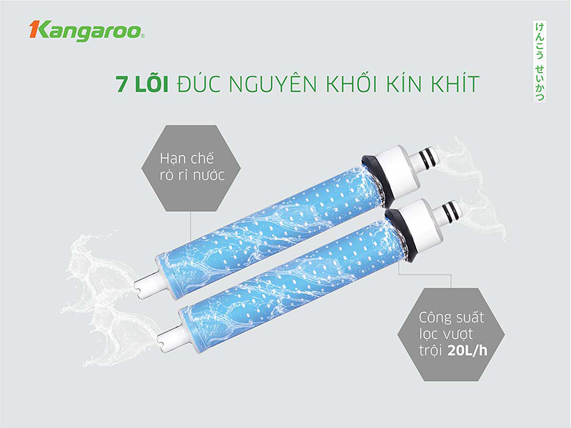 Hệ thống 7 lõi đúc nguyên khối công suất lọc 20L/h Kangaroo KG10A10S