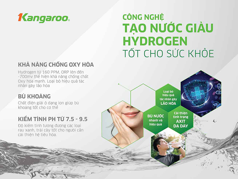 Lợi ích của nước Hydrogen đối với sức khỏe Kangaroo KG10A9SG