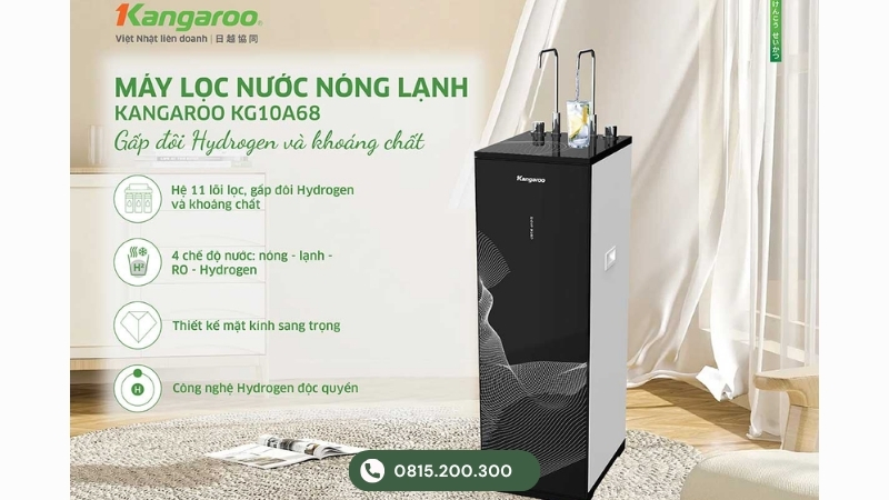 Máy lọc nước Kangaroo nóng - lạnh - RO - Hydrogen KG10A68