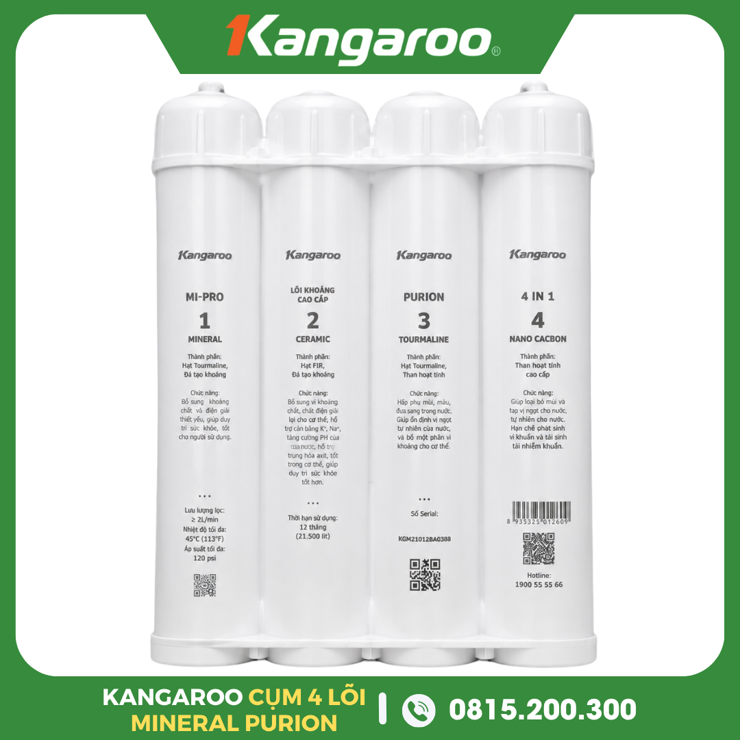 Cụm 4 Lõi Lọc Mineral Purion Kangaroo Cao Cấp