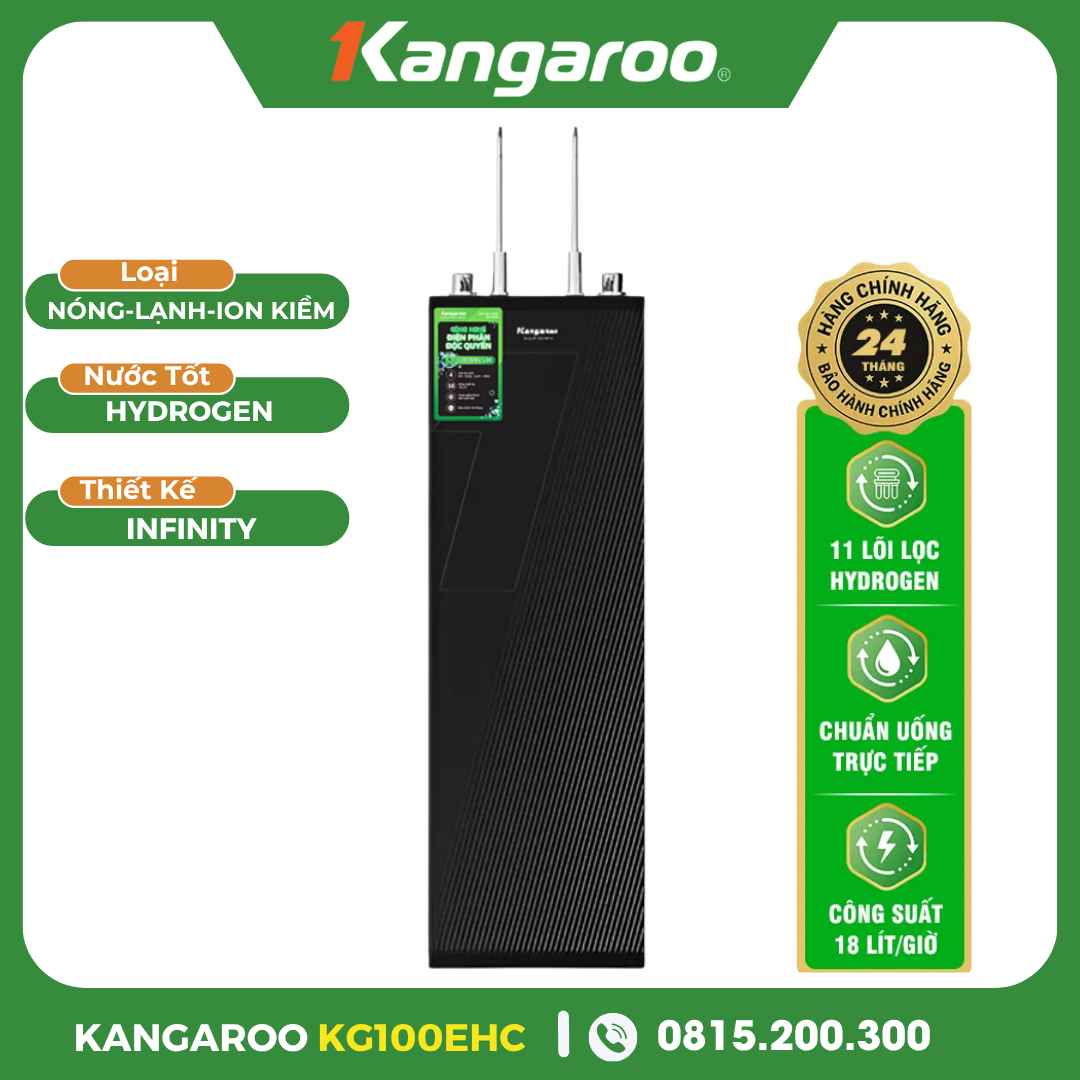 Máy Lọc Nước Nóng Lạnh Kangaroo Hydrogen Ion Kiềm KG100EHC, Block