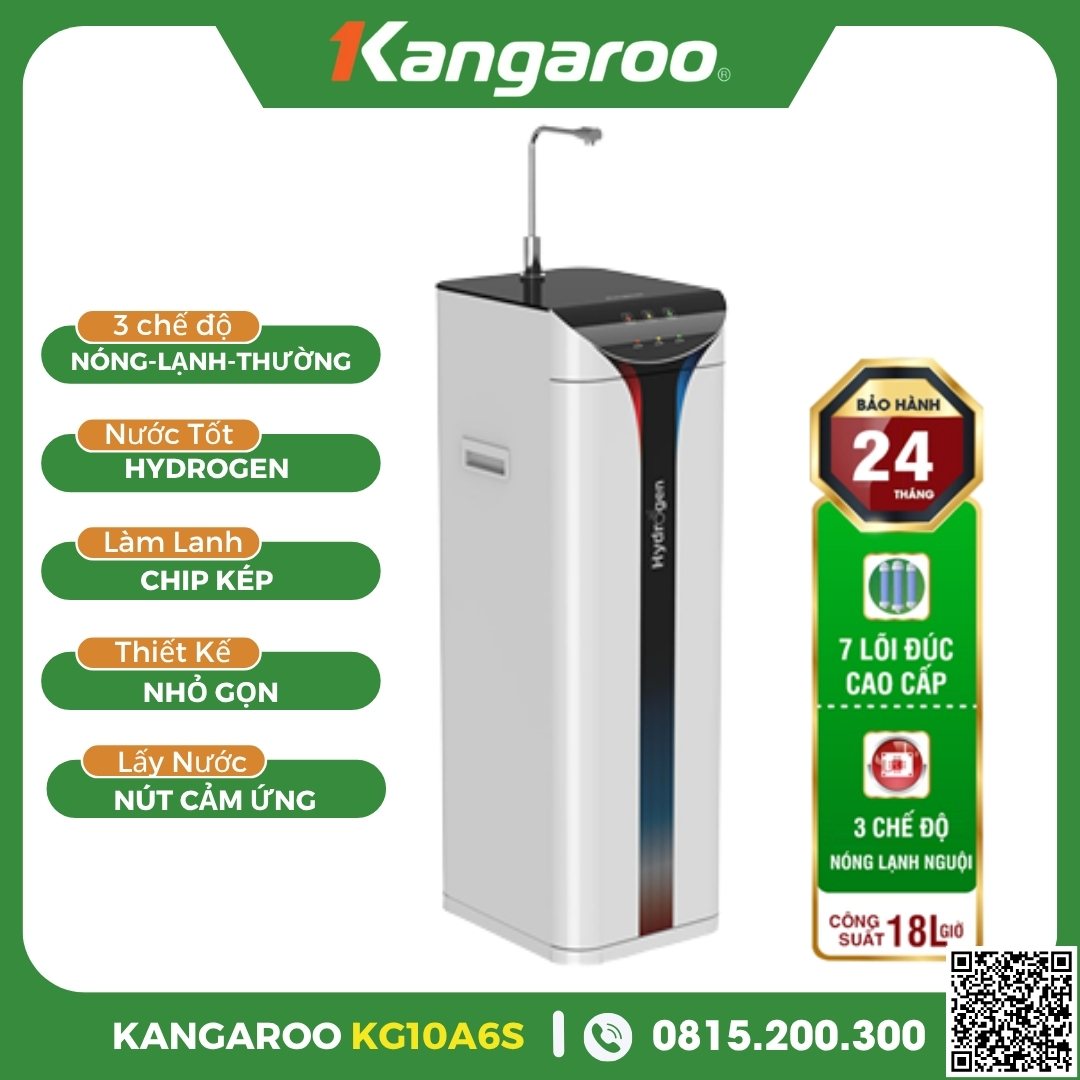 Máy Lọc Nước Kangaroo Hydrogen Slim Nóng Lạnh KG10A6S
