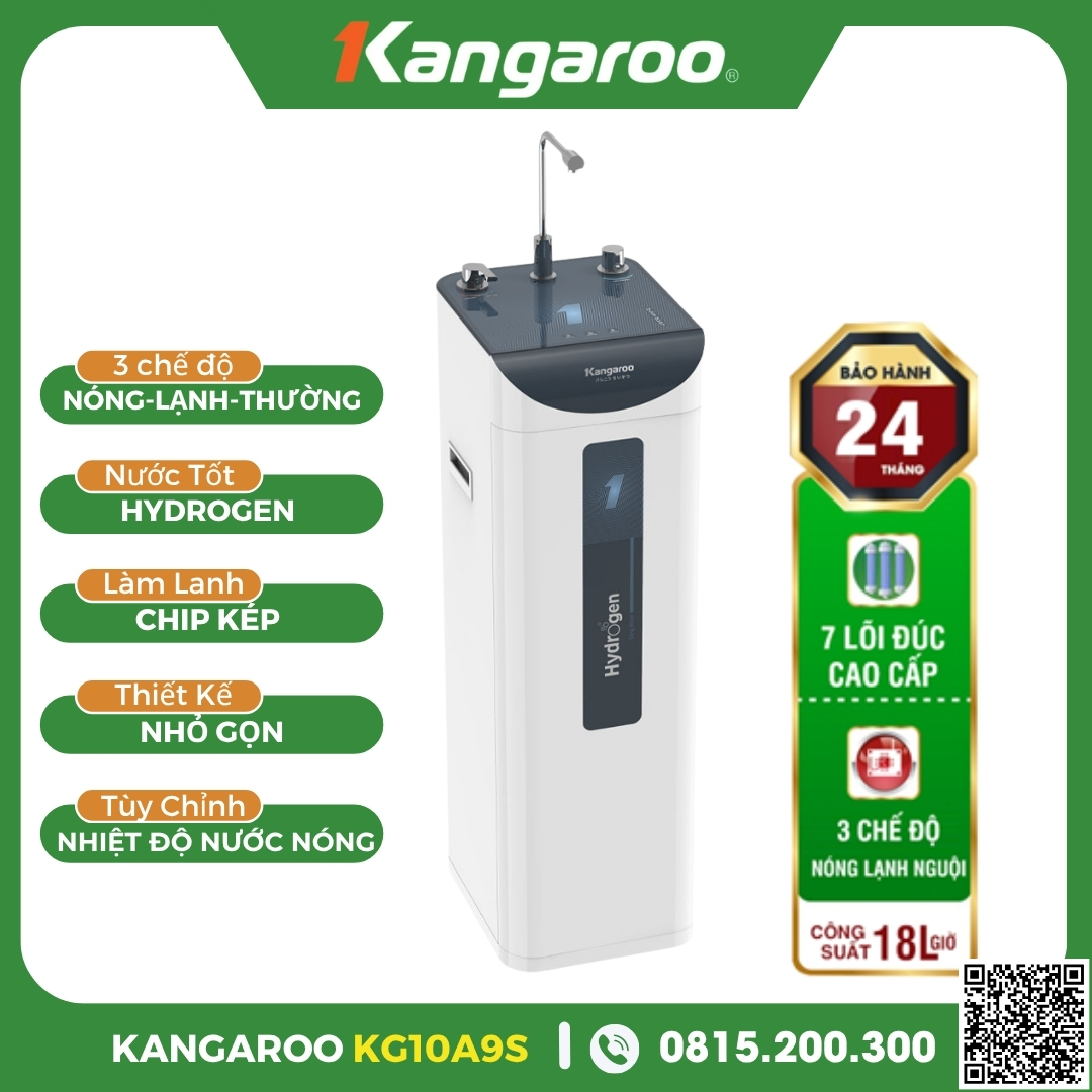 Máy Lọc Nước Kangaroo Hydrogen Slim Nóng Lạnh KG10A9S
