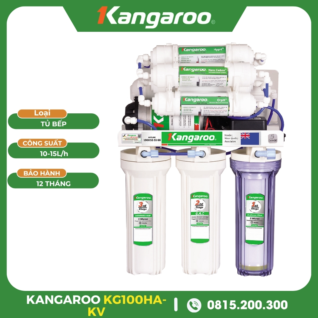 Máy Lọc Nước Kangaroo Hydrogen KG100HA-KV Lắp Tủ Bếp