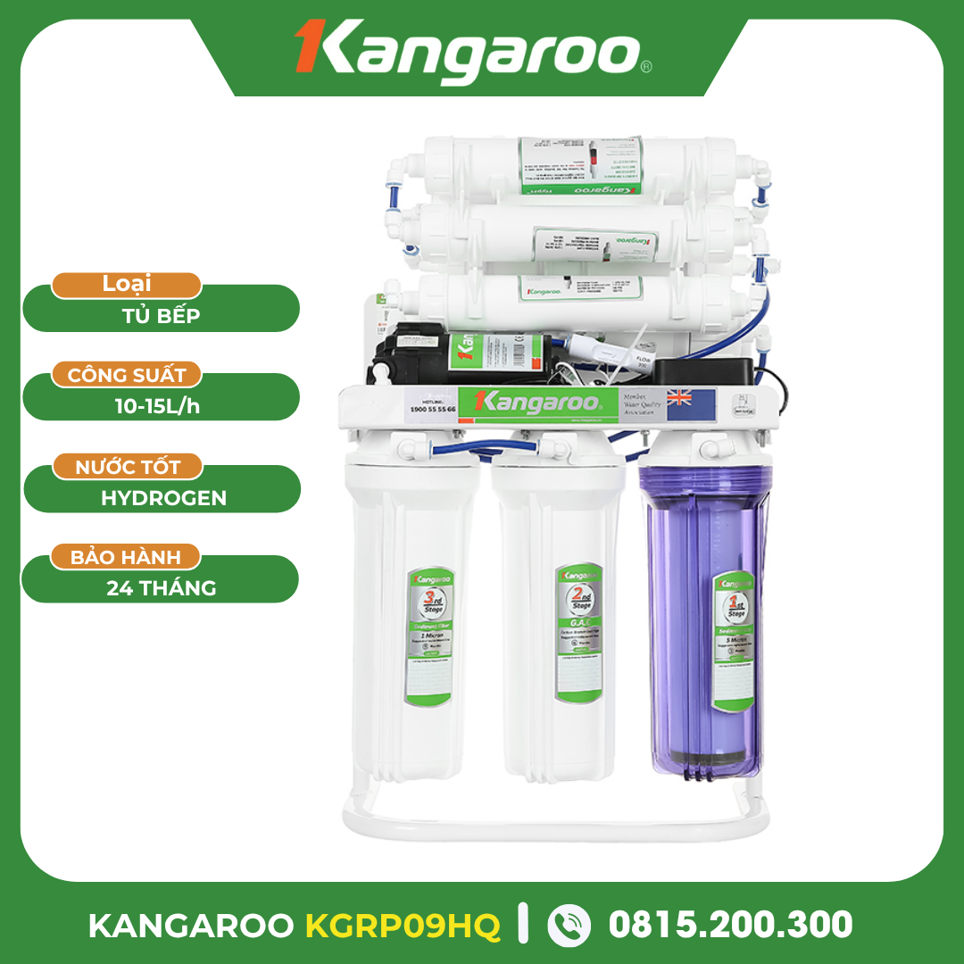 Máy Lọc Nước RO Hydrogen Kangaroo KGRP09HQ-Không Tủ