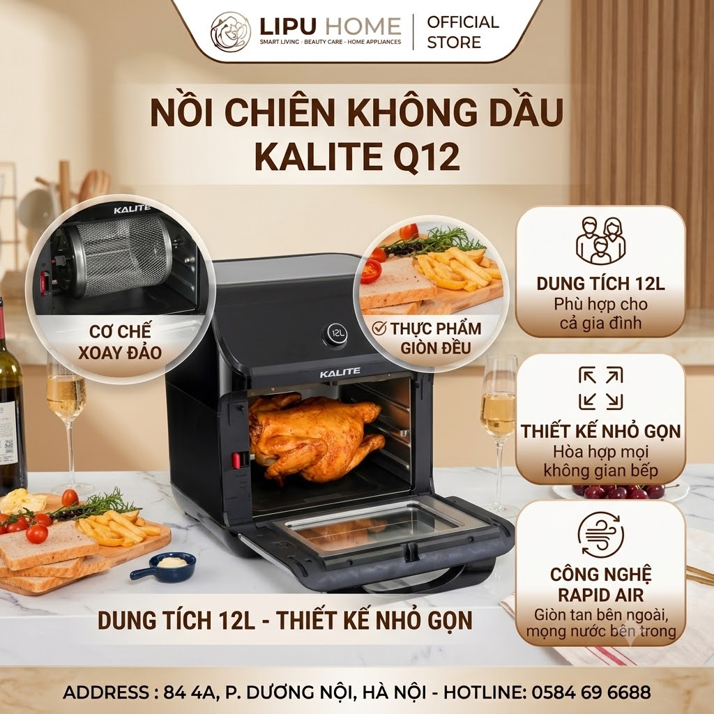 NỒI CHIÊN KHÔNG DẦU KALITE Q12/ KALITE KL-1200 - Chính hãng MỚI - Thanh lý Giá tốt