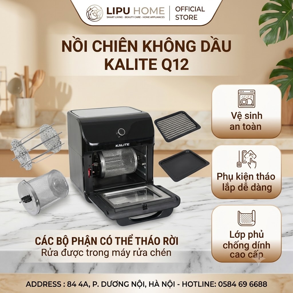 NỒI CHIÊN KHÔNG DẦU KALITE Q12/ KALITE KL-1200 - Chính hãng MỚI - Thanh lý Giá tốt