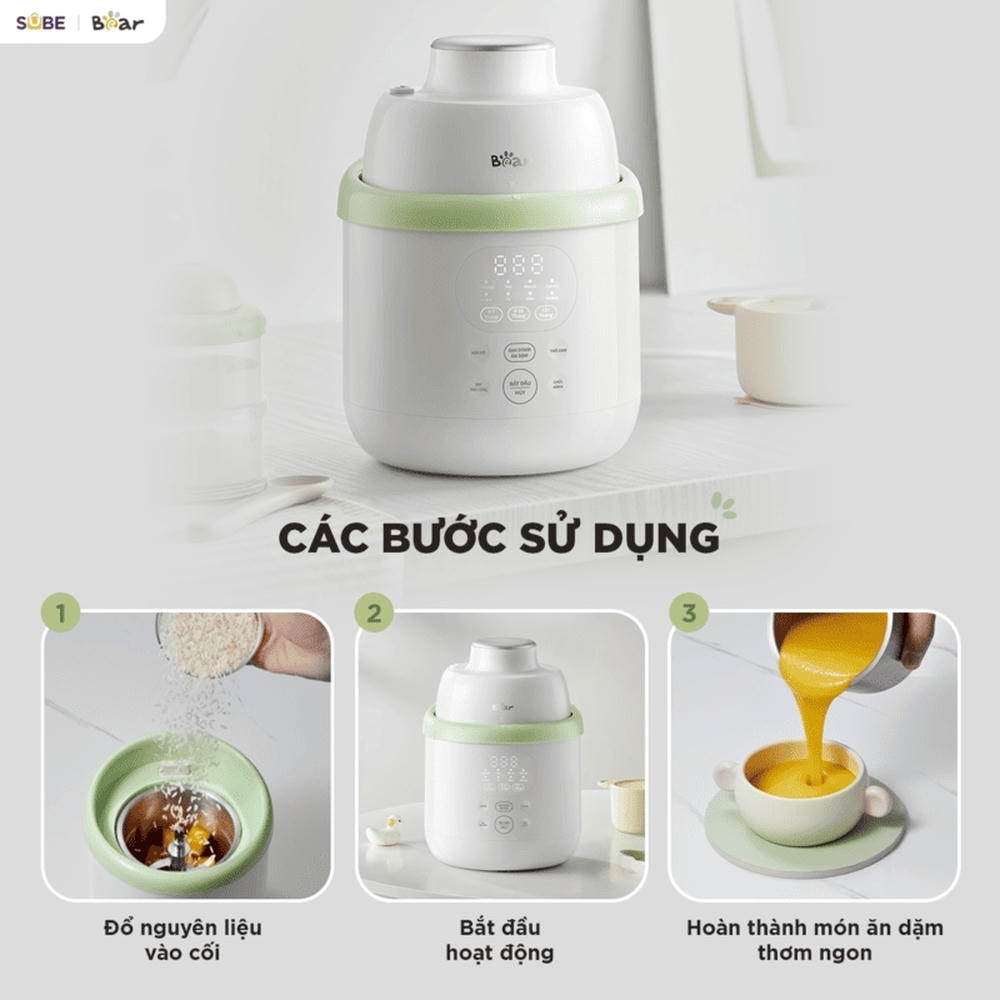 Máy xay ăn dặm 0.35 lít Bear BFM-045KN Bản Việt Nam - Chính hãng Bảo hành 18 Tháng - 1 đổi 1 trong 30 ngày - HOT NEW 2026