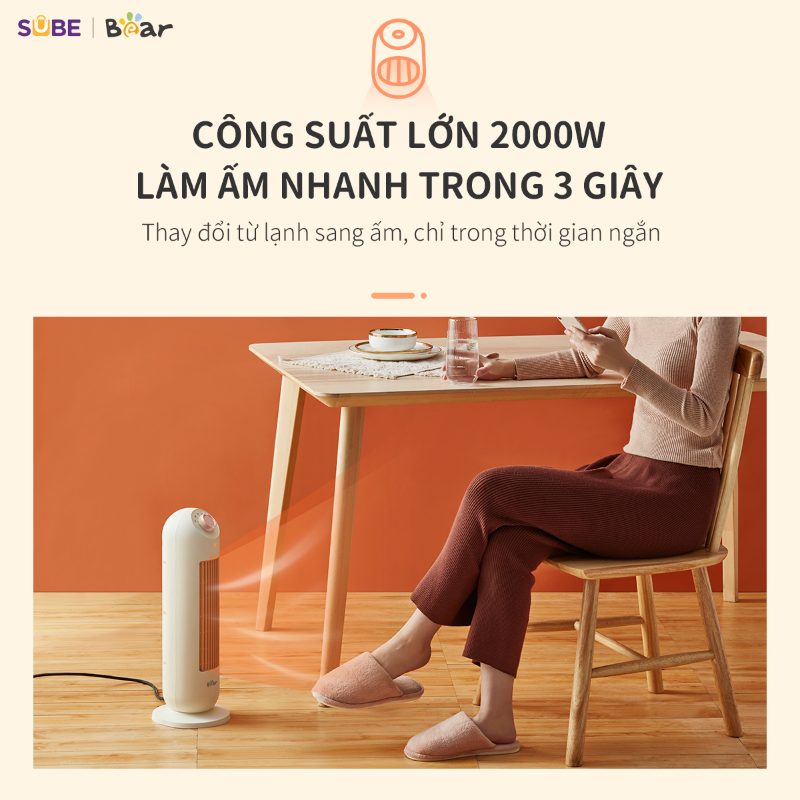 Máy Sưởi Gốm Bear SH-4H20A - Chính hãng Bảo hành 18 Tháng 1 đổi 1 30 ngày - HOT NEW 2026