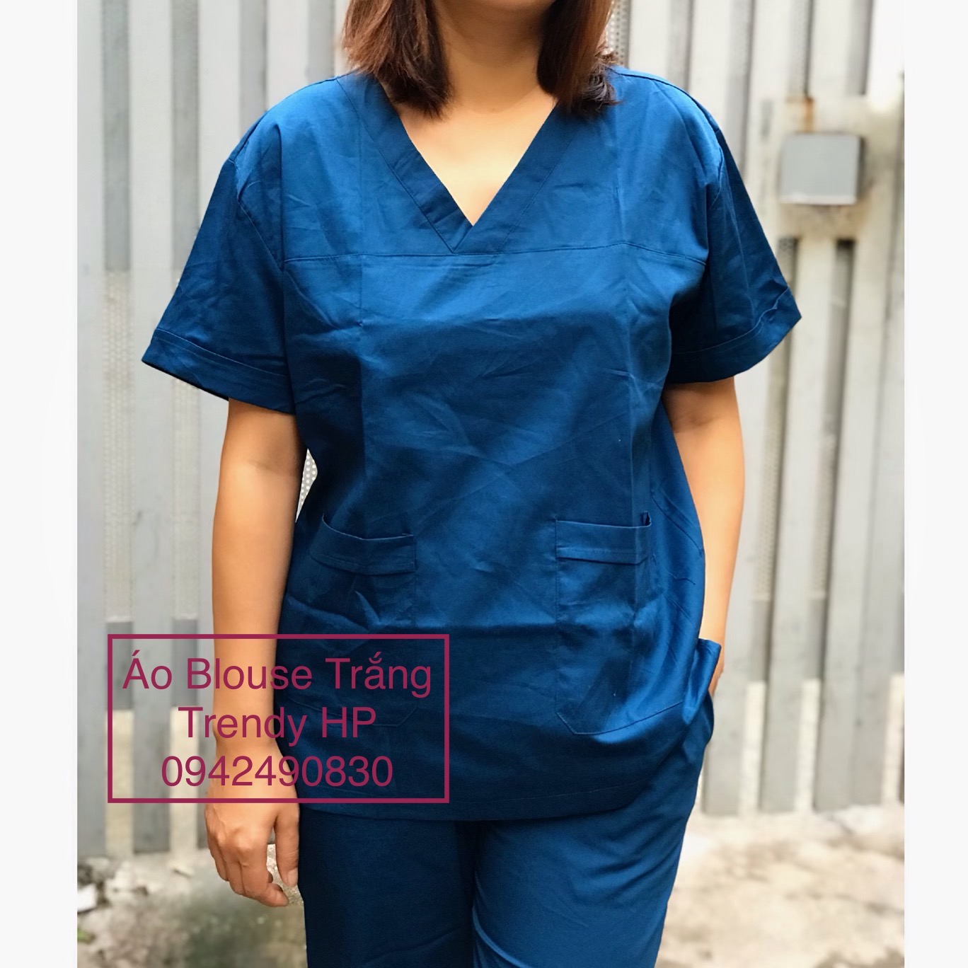 Bộ scrubs bác sĩ, kỹ thuật viên màu xanh Navy - đồng phục spa, thẩm mỹ viện, nha khoa, phòng khám chất phổ thông