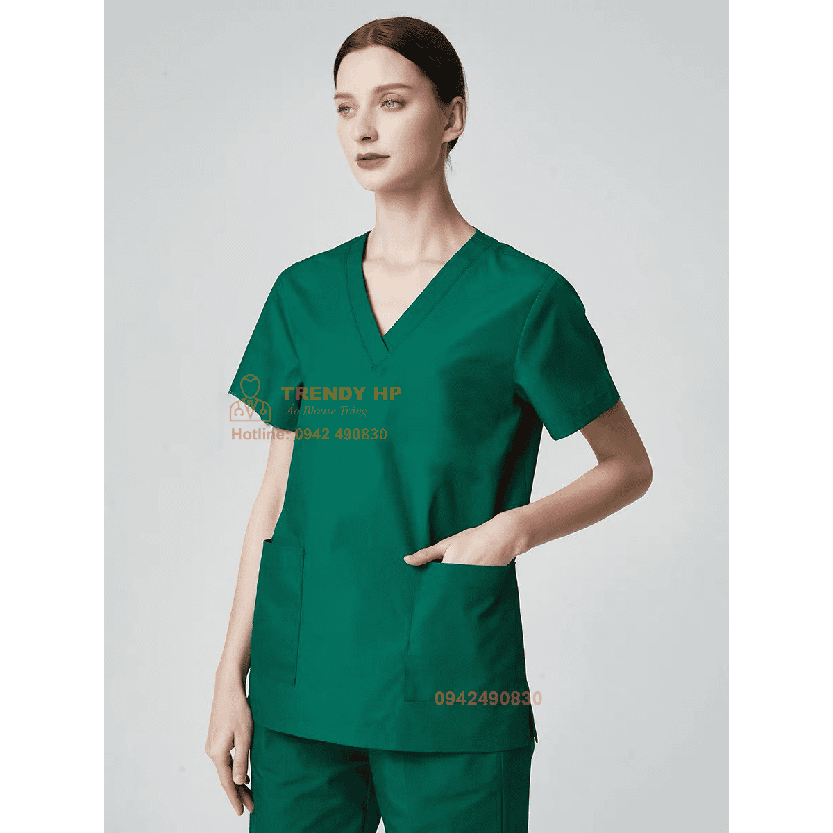 Bộ scrubs bác sĩ, kỹ thuật viên màu Xanh Lá Cotton Cao Cấp - đồng phục spa, nha khoa, phòng khám, dược sỹ