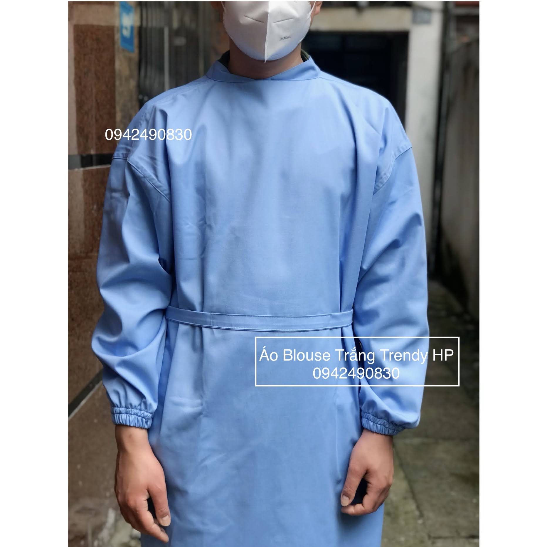 Áo choàng phòng phẫu thuật màu xanh Hoà Bình - Áo choàng mổ, tiểu phẫu cho bệnh viện, phòng khám, spa