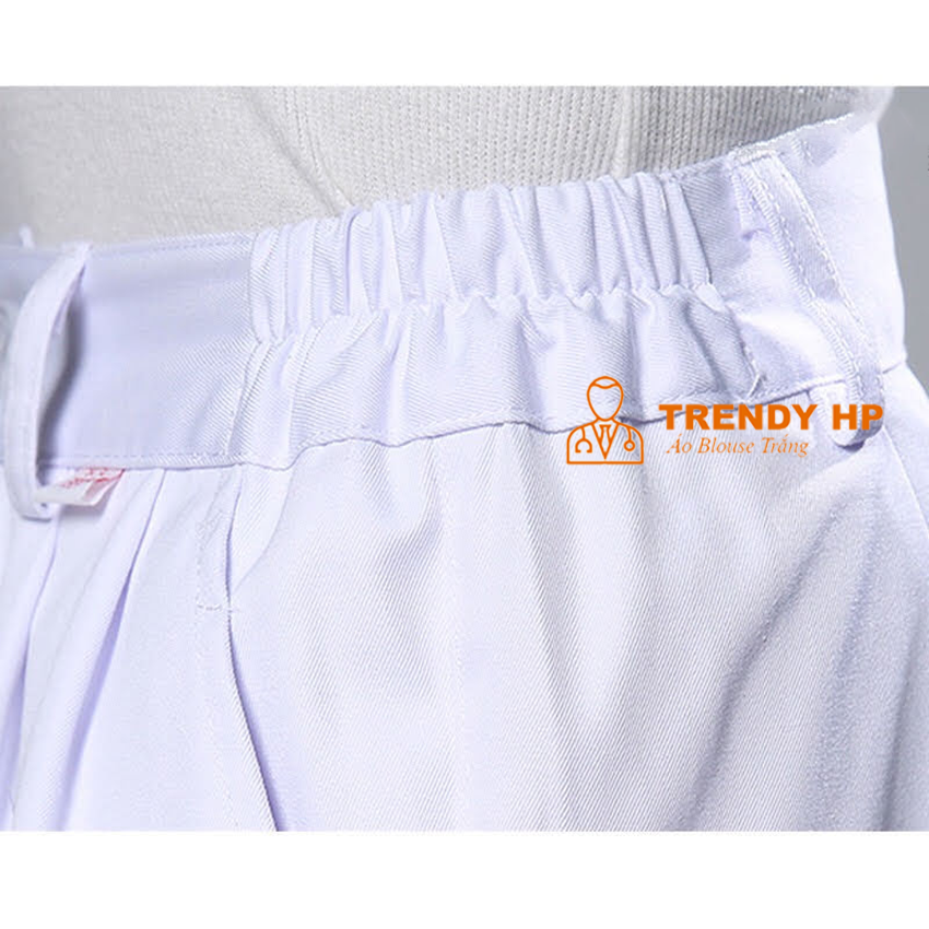 Quần blouse nam nữ trắng - Quần âu blu khoá kết hợp chun sang trọng cho bác sĩ, điều dưỡng, y tá