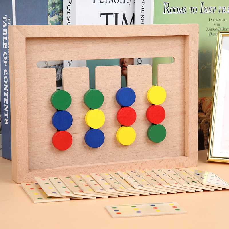 Bảng  4 màu di chuyển gỗ, hình học GIáo Cụ Montessori - Đồ Chơi giúp bé Phát triển tư duy sớm Phối Hợp Ta