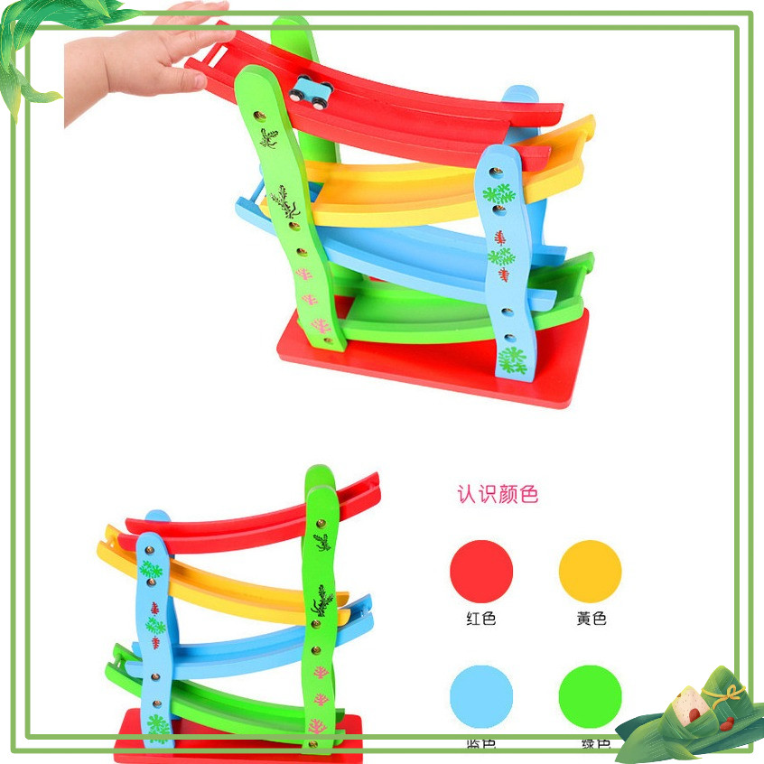 ĐỒ CHƠI XE Ô TÔ CẦU TRƯỢT 4 TẦNG BẰNG GỖ – ĐỒ CHƠI THÔNG MINH CHO BÉ TỪ 2–10 TUỔI  bằng gỗ