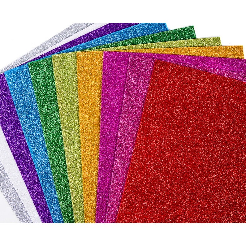 Xốp eva nhũ kim tuyến dày 2mm làm thủ công - làm hoa mầm non A4 / 1tờ