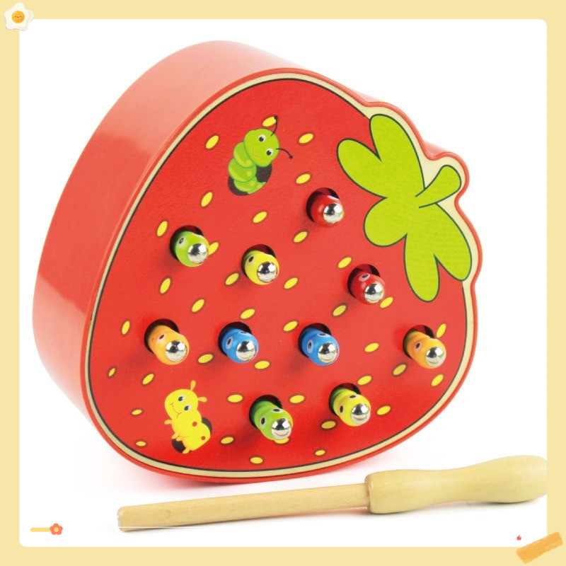 Đồ Chơi Bắt Sâu Bằng Gỗ, hình trái táo  Giáo Dục Sớm Montessori