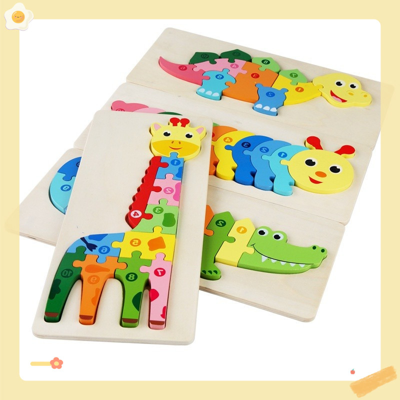 Đồ chơi gỗ tranh ghép hình -  xếp hình 3D cho trẻ  giáo dục sớm giáo dục trẻ bằng gỗ lắp ráp