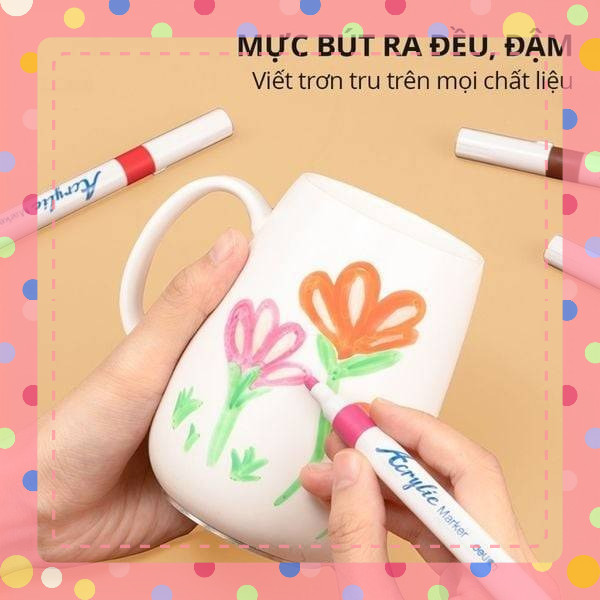 [Set 12 - 24- 36 - 48 Màu] Bút Sơn 2 đầu Acrylic Marker  Vẽ Viết Màu DIY Trên Nhiều Chất Liệu Màu Tươi Sáng