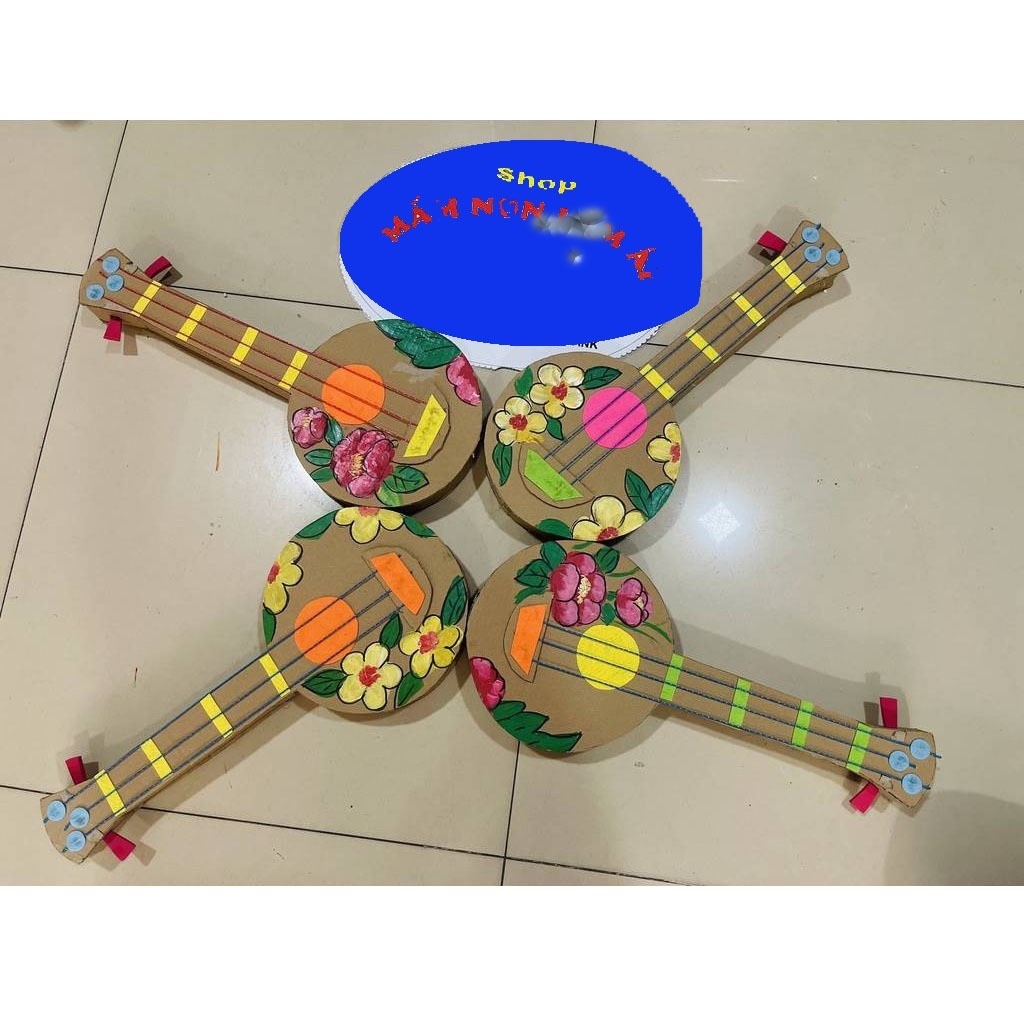 Bộ đồ âm nhạc chất liệu giấy bìa cacton thủ công trang trí góc STEM mầm non - tiểu học