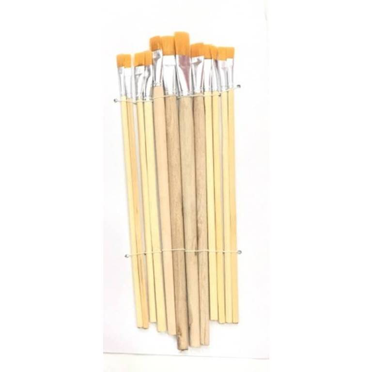 Bút lông - Cọ vẽ - Cọ tô màu đầu dẹt lông mịn set 12 Cọ Vẽ  bút lông thân gỗ