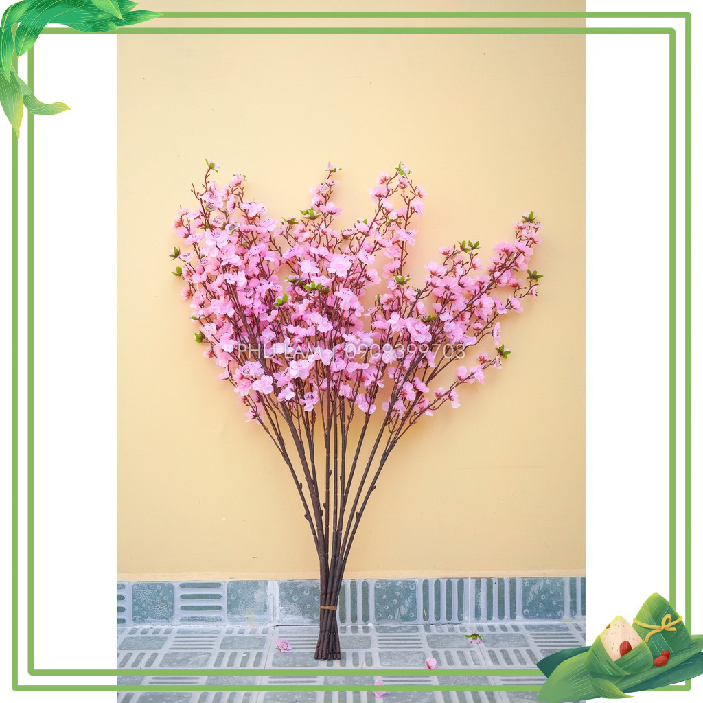 CÀNH HOA MAI HOA ĐÀO TRANG TRÍ TẾT - CAO 1m -  ( DÀI 1 MÉT)