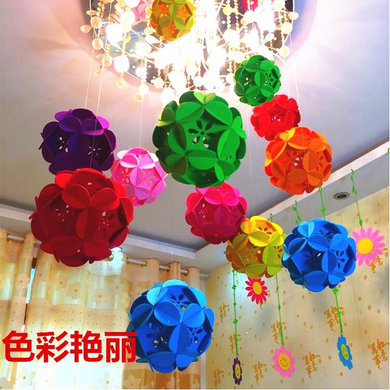 Quả cầu  hoa trang trí lớp học mẫu giáo - nhà hàng - khu vui chơi ( Vải nỉ dày 2mm )