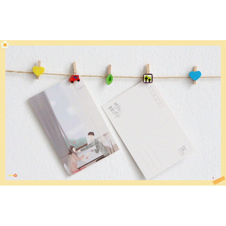 Kẹp gỗ treo ảnh trang trí hình nghộ nghĩnh deco làm Steam mầm non - tiểu học  tặng kèm dây treo