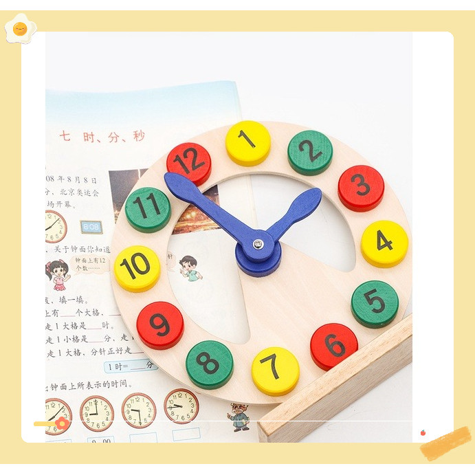 ĐỒNG HỒ GỖ ĐỂ BÀN MONTESSORI GIáo Cụ Montessori - ĐỒ CHƠI Phát triển tư duy sớm