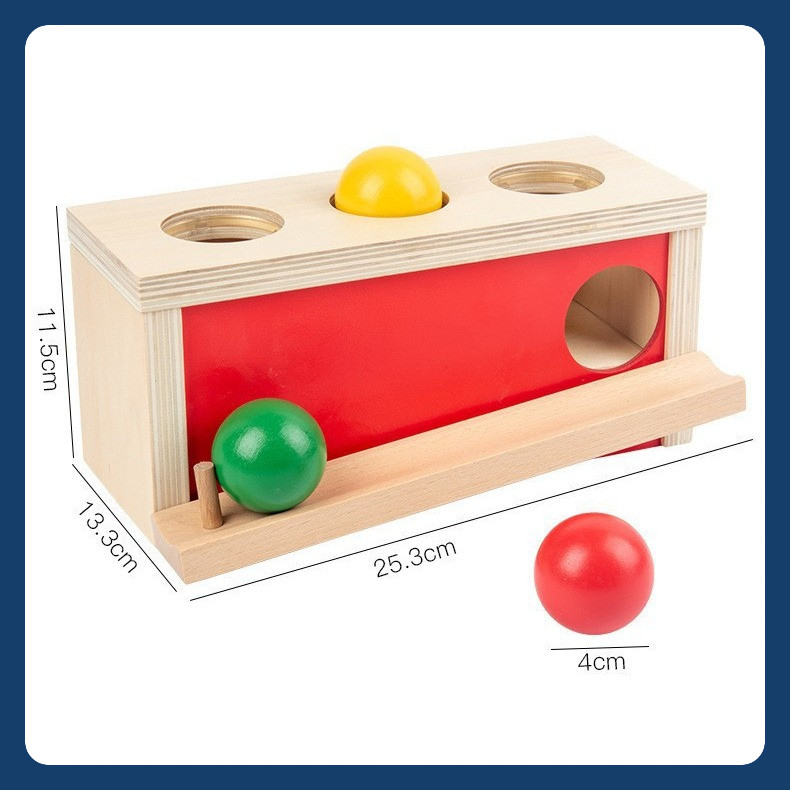 Hộp Ấn Bóng lăn mángGiáo Cụ Montessori Tư Duy Phối Hợp Tay Mắt Đồ Chơi Gỗ