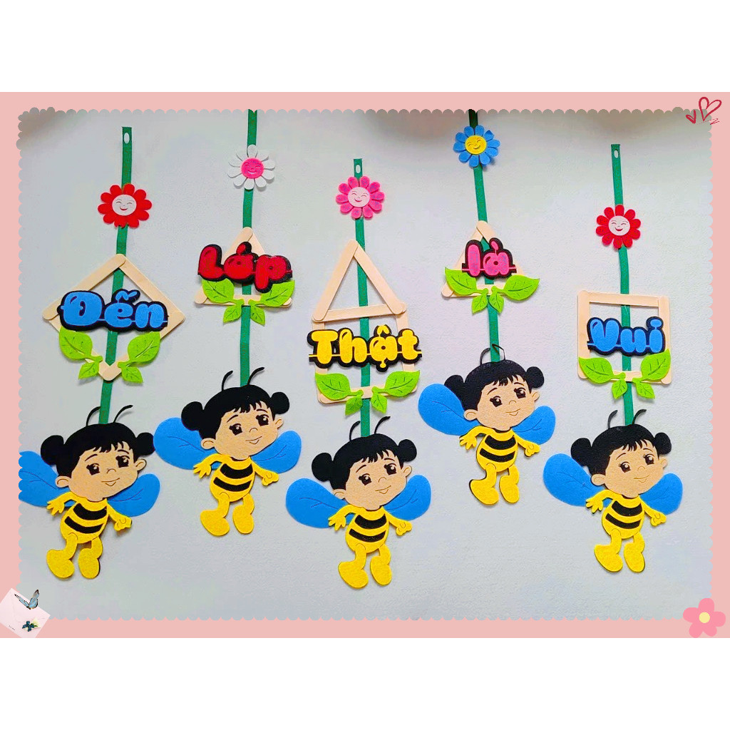 Bộ dây rèm  trang trí lớp học ( tiêu đề, khẩu hiệu lớp học) mầm non - Tiểu học