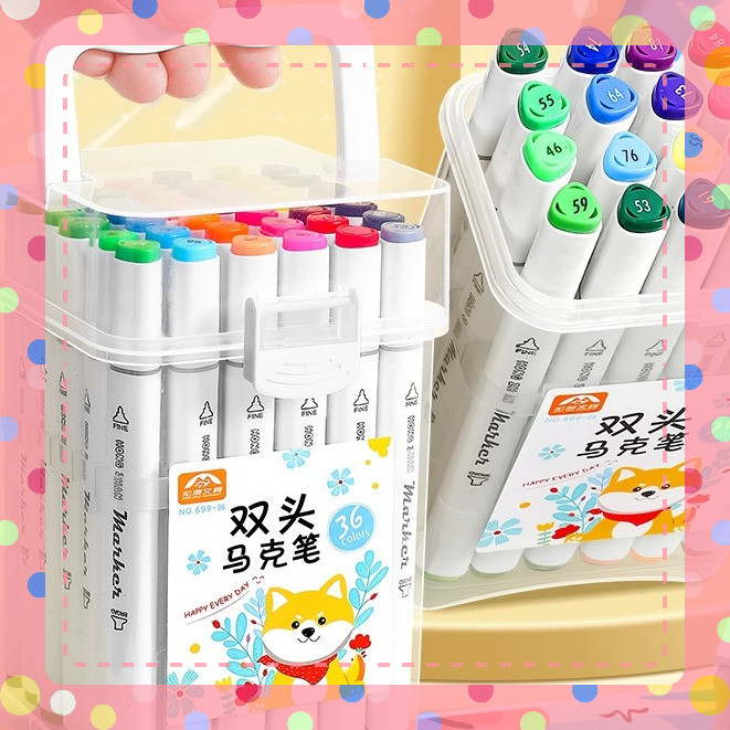 [Set 12 - 24- 36 - 48 Màu] Bút Sơn 2 đầu Acrylic Marker  Vẽ Viết Màu DIY Trên Nhiều Chất Liệu Màu Tươi Sáng
