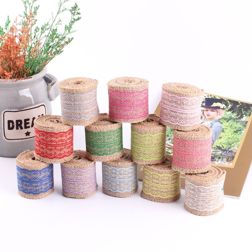 Ruy băng vải bố phụ kiện trang trí hanmade, decor  Màu sắc: Nâu vintage thủ công mầm non