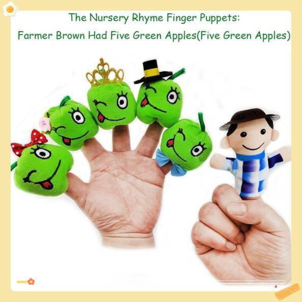 Rối ngón tay bộ 6 nhân vật ( Five Apples in the Apple Tree) vải nỉ mềm