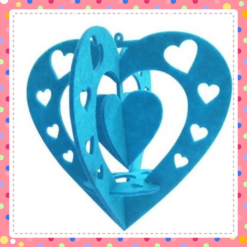Quả cầu hình trái tim nỉ  3D treo trang trí lớp học mầm non văn phòng deco chụp ảnh size 14cm