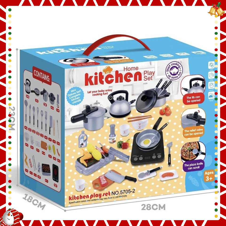 Bộ Đồ Chơi Nấu Ăn 36 Chi Tiết KITCHEN, đô chơi nhà bếp có tặng kèm pin