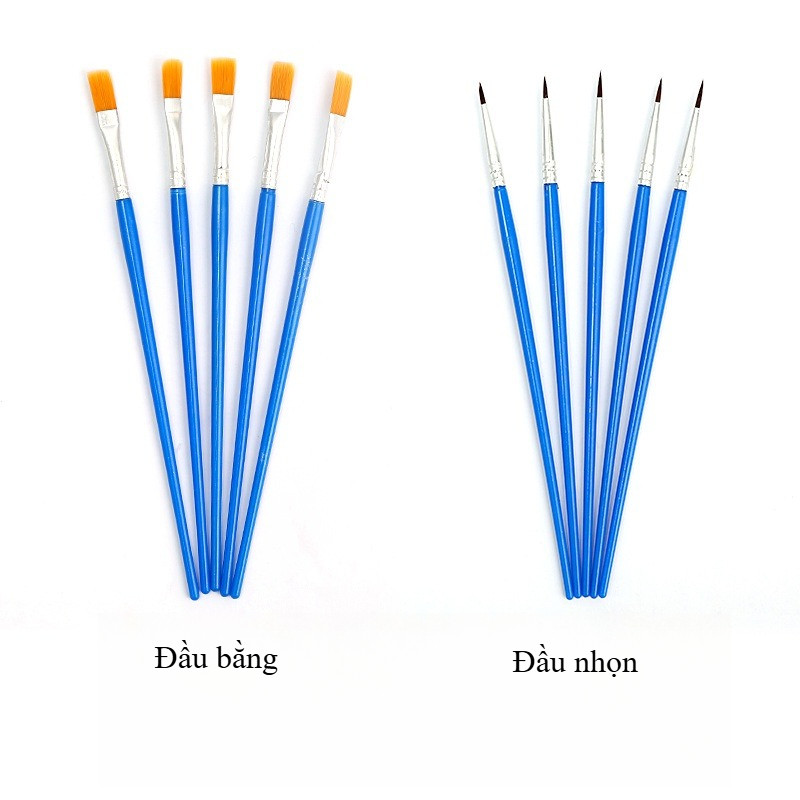 Set 10 chổi cọ tập vẽ trẻ em nghệ thuật graffiti trẻ em