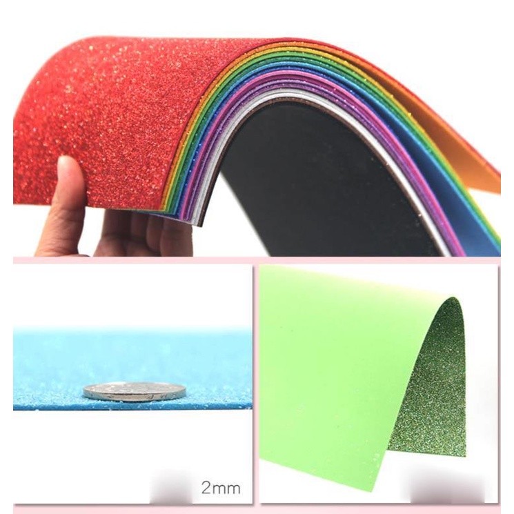 Xốp eva nhũ kim tuyến dày 2mm làm thủ công - làm hoa mầm non A4 / 1tờ