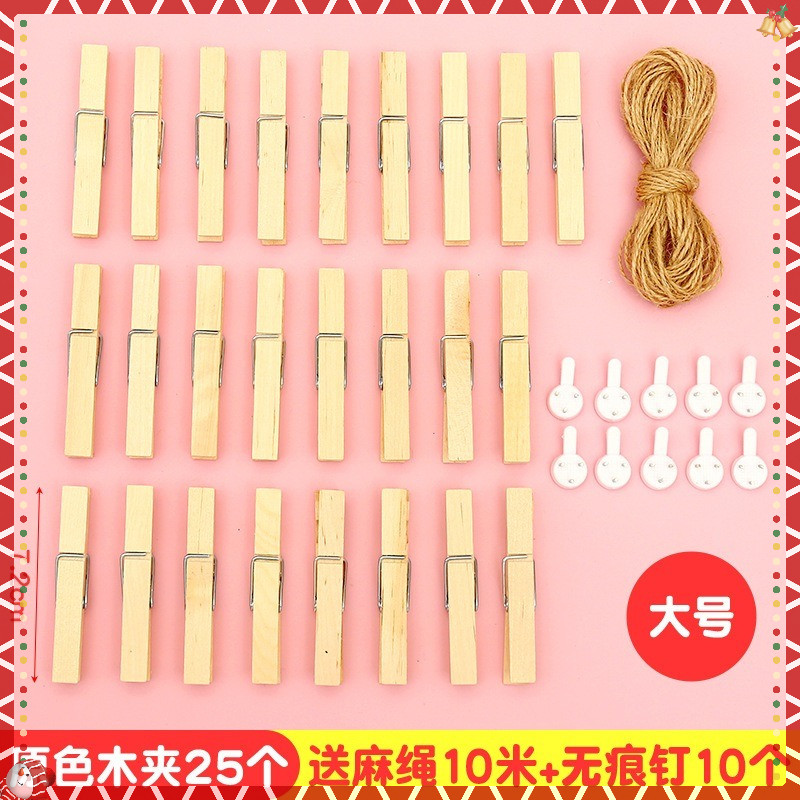Kẹp gỗ  nhiều màu nghộ nghĩnh set 50 kẹp tặng kèm dây treo