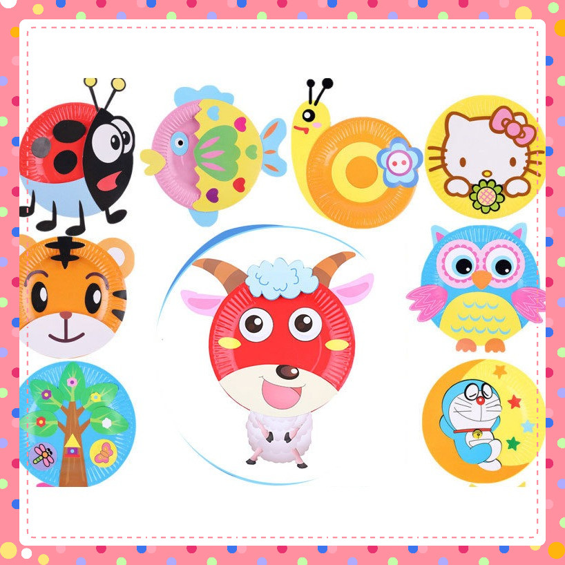 Set 10 đĩa giấy làm thủ công nhiều màu