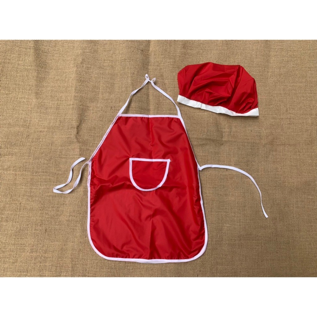 Bộ Tạp Dề màu - Nón Mũ Cho Bé Học Vẽ, Nấu Ăn, Làm Bánh 2 lớp ( set 1 áo 1 mũ)