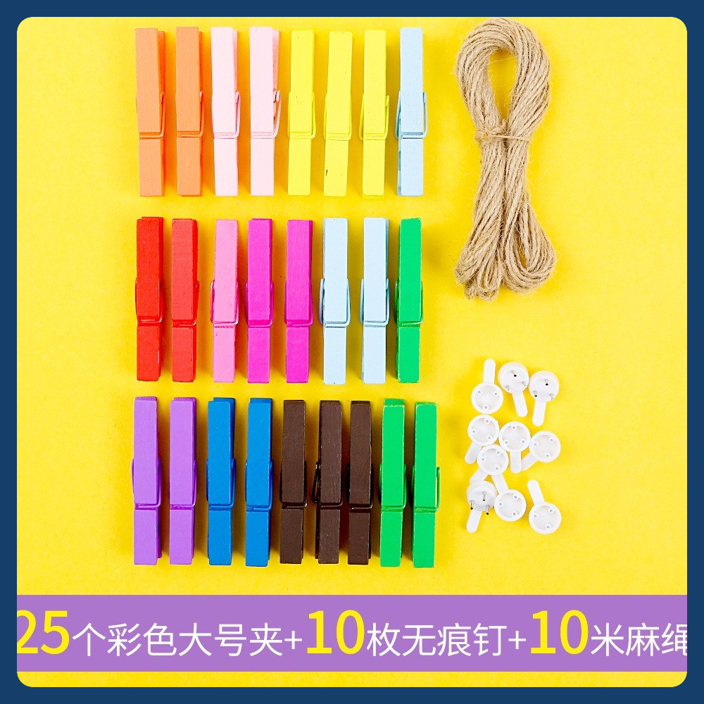 Set  50 kẹp gỗ màu nhiều hình ngộ nghĩnh Deco trang trí ( tặng kèm dây treo)