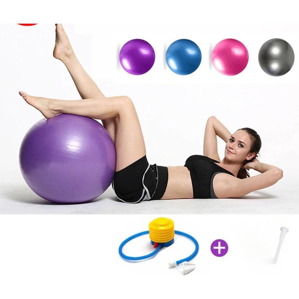 Bóng Tập YOGA Cao Cấp Chống Nổ, Banh Yoga Giãn Cơ Tập Size 75CM  ( Tặng bơm bóng )-Bóng Trơn