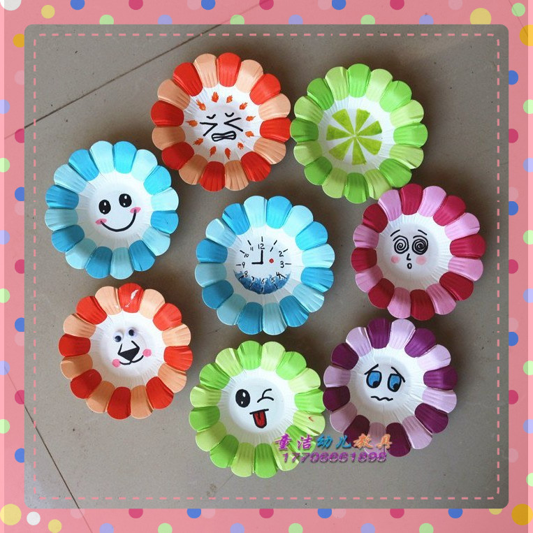 Đĩa hoa giấy màu trang trí  lớp handmade mầm non - Tiểu học ( set 5 cái)
